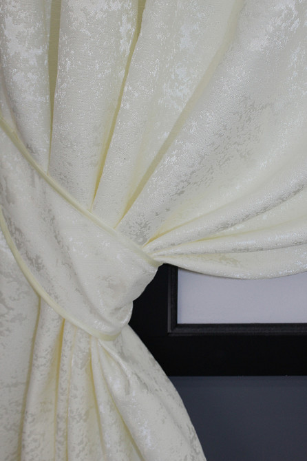 Комплект коротких штор VR-Textil Лен мрамор Pavliani № 1172ш Кремовый 130х170 см 2 шт (35-0068) Киев - изображение 4