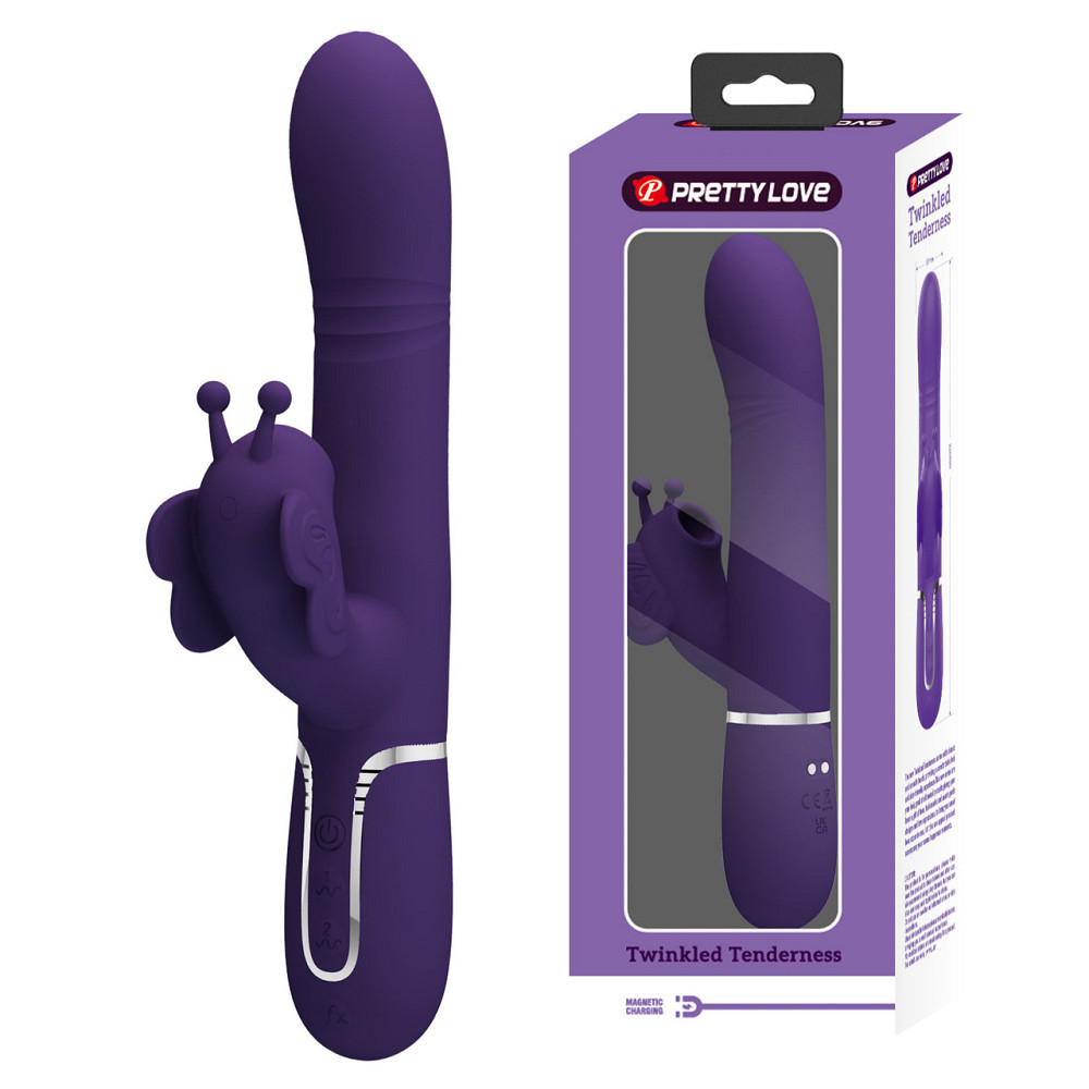 Вібратор-кролик PRETTY LOVE Twinkled Tenderness Purple, силікон, фіолетовий, подвійна стимуляція Sex Aura Київ - фото 1