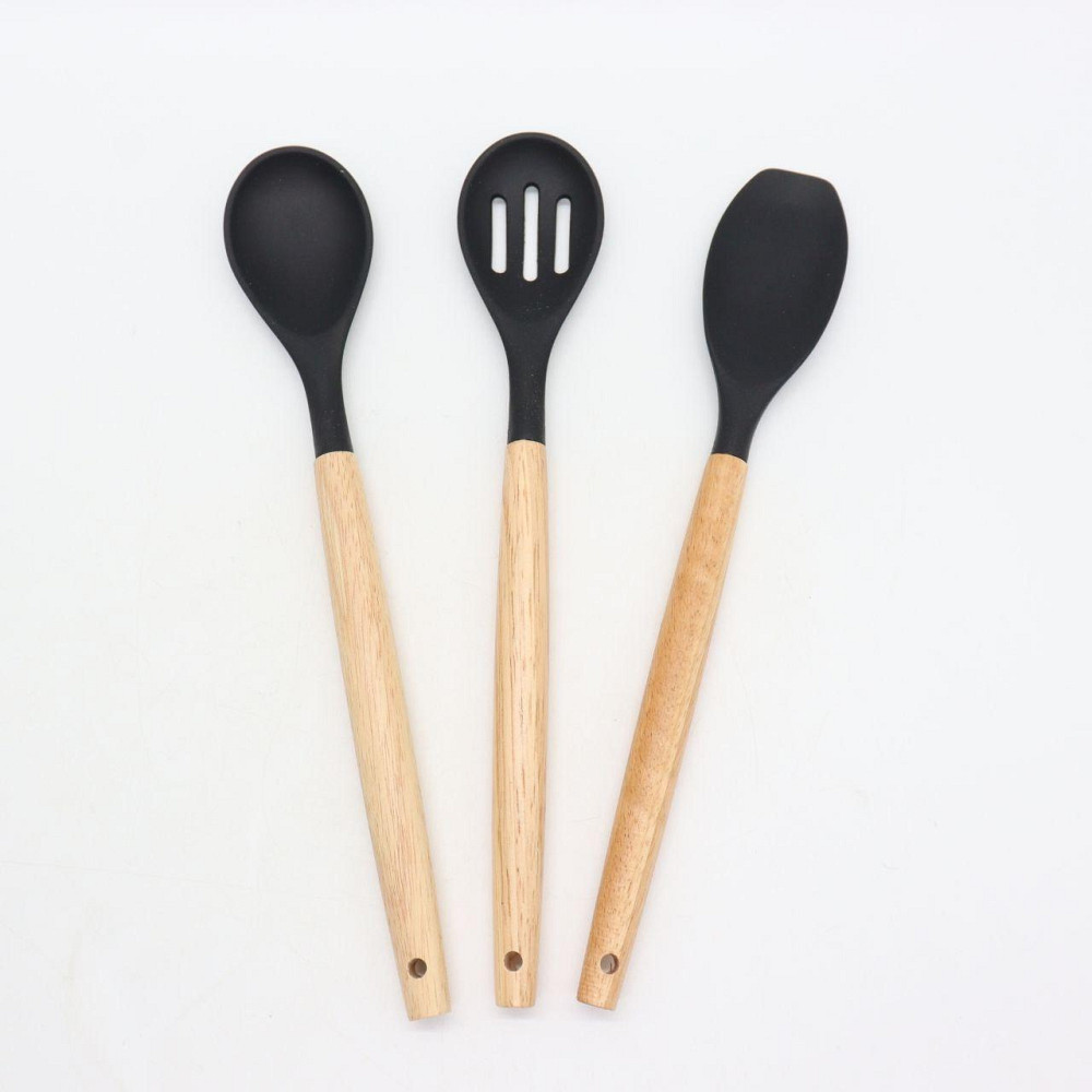 Набор кухонных принадлежностей 12 предметов, Kitchen Set, из силикона + подставка, Черный / Кухонный комплект Киев - изображение 8