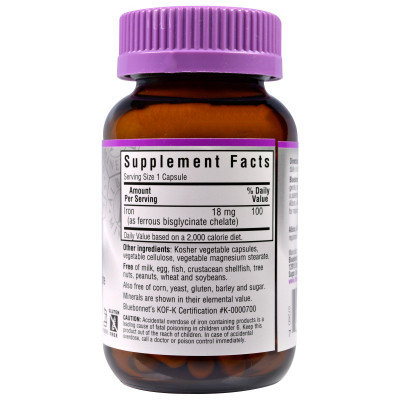 Минералы Bluebonnet Nutrition Хелатное Железо 18мг, Albion, 90 гелевых капсул (BLB-00726) Винница - изображение 2