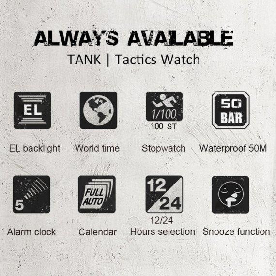 Часы мужские наручные North Edge Tank 5BAR (Черные) Винница - изображение 6