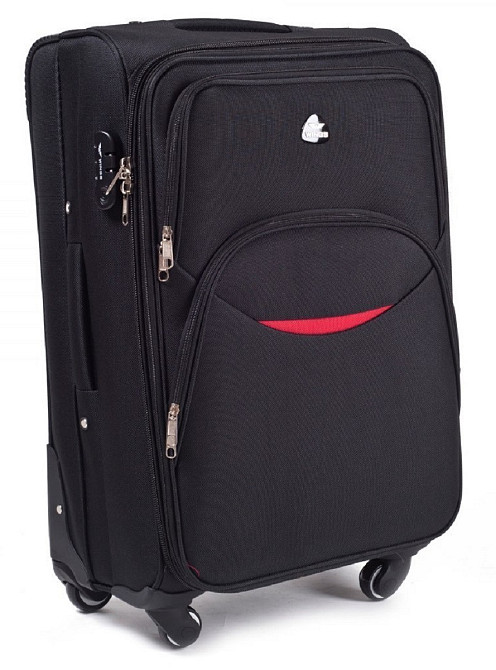 Чемодан тканевый WINGS 1708 большой с улыбкой 4 колеса 75 см Черный Киев - изображение 8