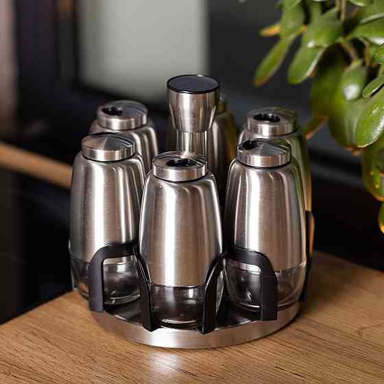 Yiwu Набір баночок для спецій 6 шт 15х15х16 см карусель для зберігання спецій HP-1300 Коломия