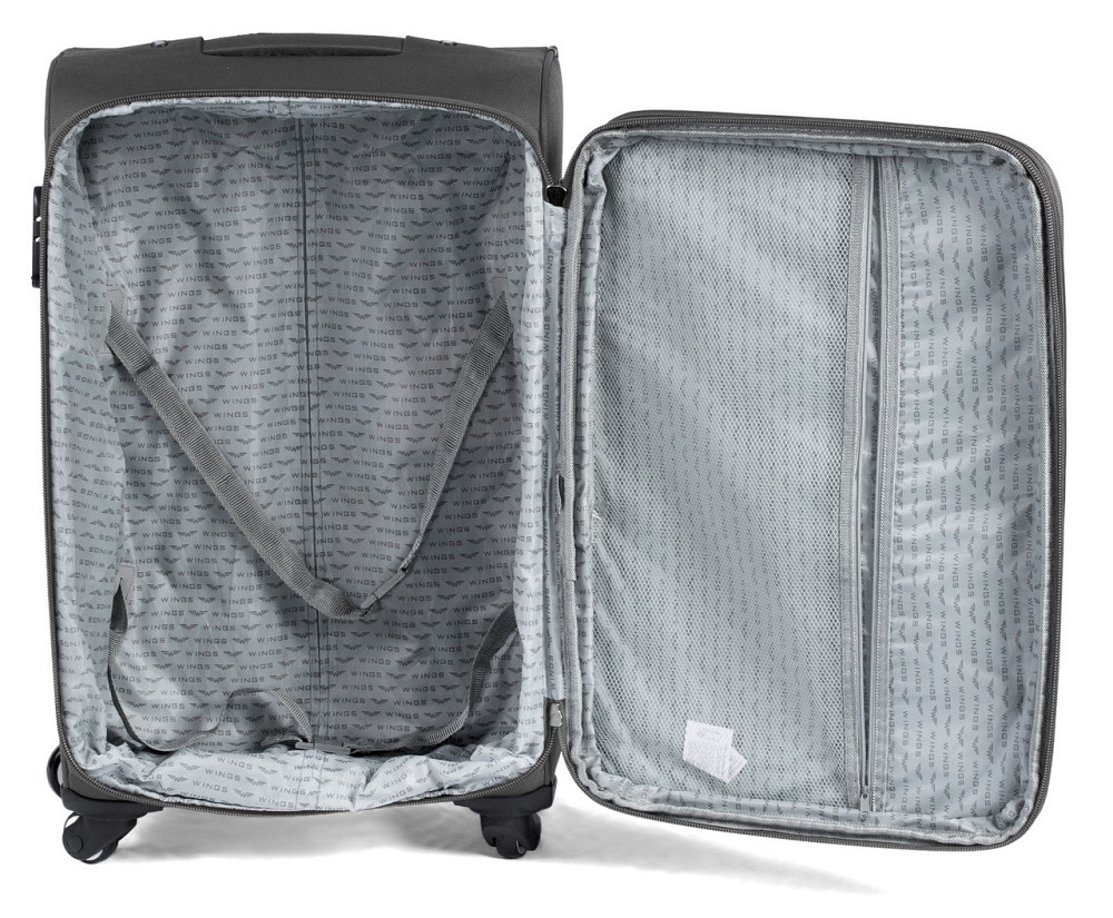 Чемодан тканевый WINGS 6802 большой 75 см 4 колеса серый Киев - изображение 6