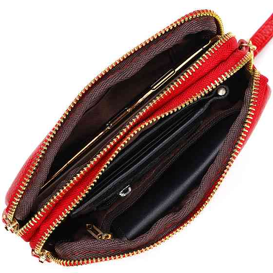 Стильний жіночий клатч на два відділення з натуральної шкіри 22090 Vintage Червоний Київ