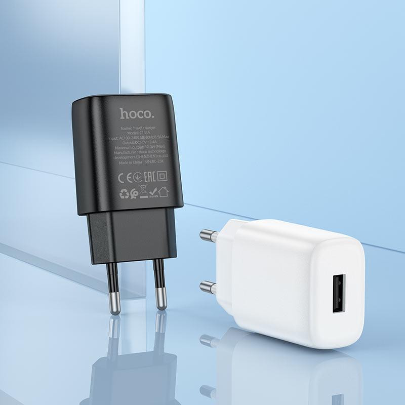 Сетевое зарядное устройство HOCO C134A Solid single port charger (EU) Black Киев - изображение 5
