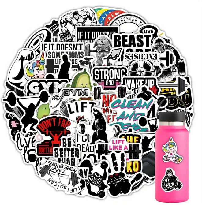 Набір вінілових стікерів «GYM Motivation» – 50 наклейок для спорту та фітнесу Київ - фото 5
