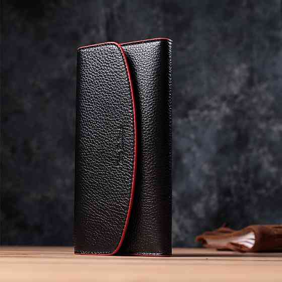 Жіночий гаманець із трикутним клапаном із натуральної шкіри Чорний (Tony Bellucci) Київ