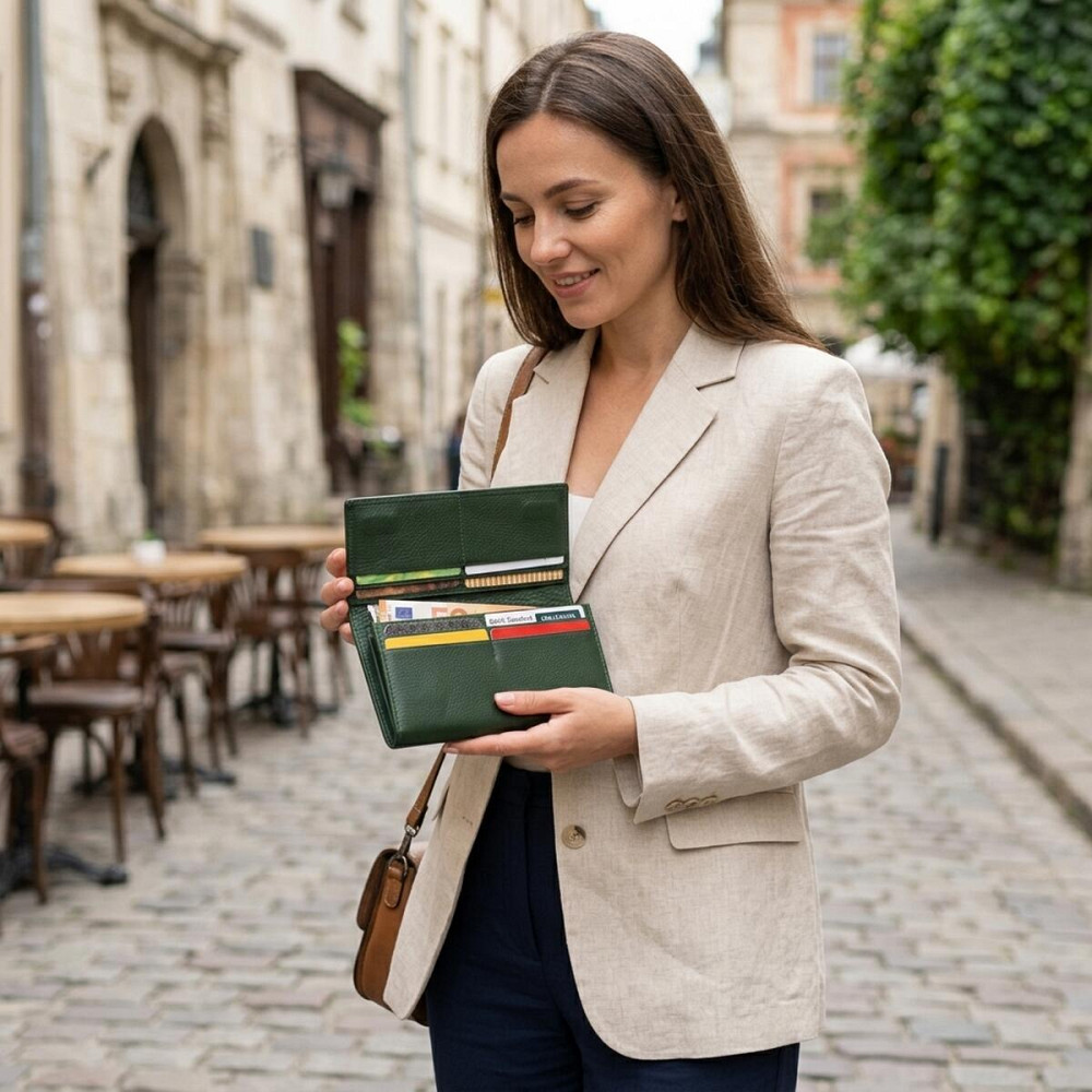 Кошелек на магнитах с клапаном женский ST Leather 19240 Зеленый Киев - изображение 12