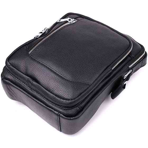 Практичная вертикальная сумка для мужчин из натуральной кожи Vintage sale_15114 Черный Киев