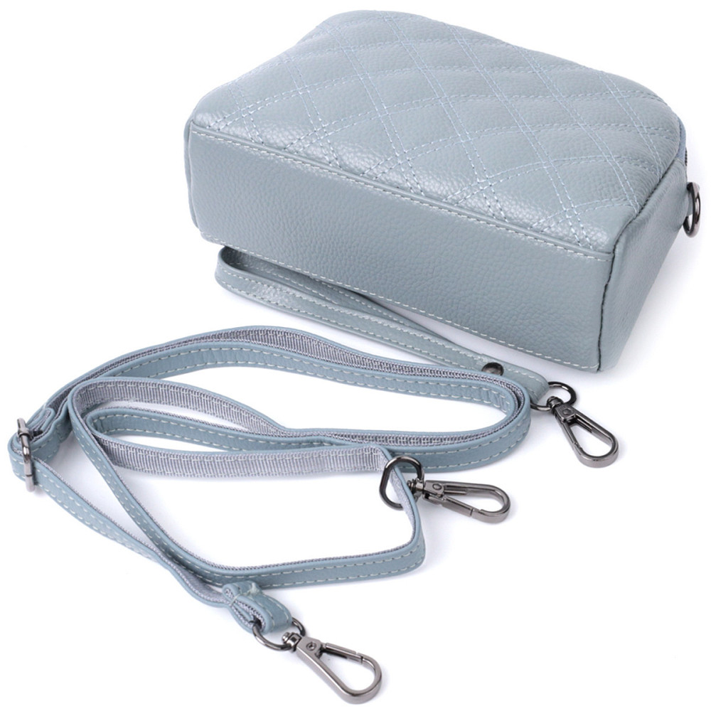 Элегантная женская сумка прошита ромбами на лицевой стороне из натуральной кожи Vintage 22808 Синий Киев - изображение 7