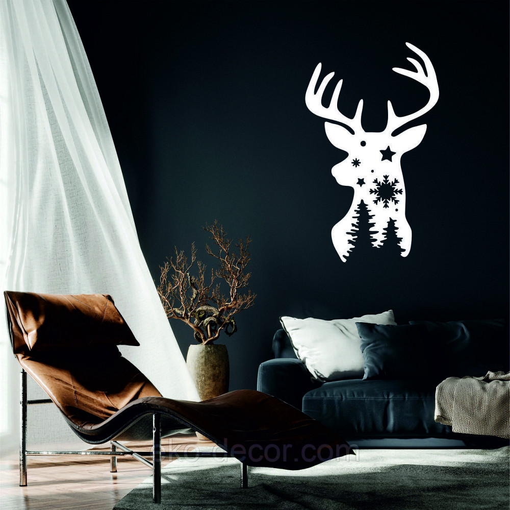 Декоративное настенное Панно «Олень», Декор на стену 50*30 см, Белый Киев - изображение 1