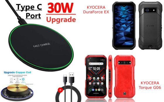 Беспроводное зарядное устройство Copper до 30W для KYOCERA Torque G06, USB-C, LED Киев