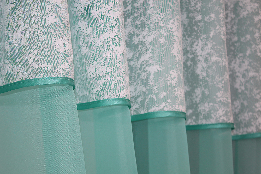 Кухонный комплект VR-Textil № 084к шторки с ламбрекеном бирюзовый с белым 280х170 см (52-0826) Киев - изображение 5