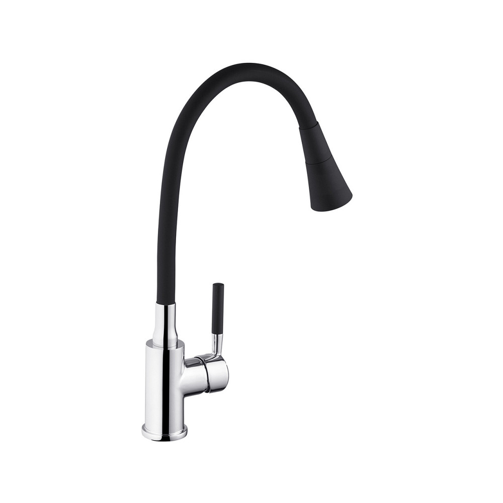 Смеситель для кухни с гибким изливом Kroner KRM Kuche - C132BLK хром/черный Киев - изображение 3