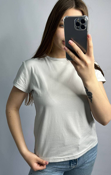 Базовая футболка женская удлиненная Серый M Харьков - изображение 2