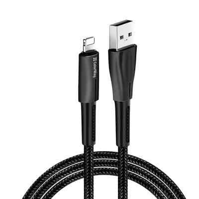 Дата кабель USB 2.0 AM to Lightning 1.0m zinc alloy + led black ColorWay (CW-CBUL035-BK) Винница