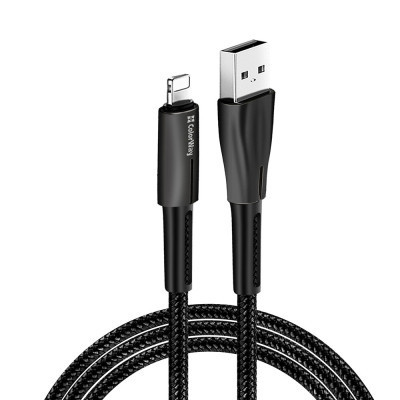 Дата кабель USB 2.0 AM to Lightning 1.0m zinc alloy + led black ColorWay (CW-CBUL035-BK) Винница - изображение 1