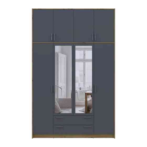 Шкаф для одежды Doros Ронди с высокой антресолью и зеркалом Дуб Артизан/Графит 4 ДСП 160х52х260 (DRS-011879) Днепр