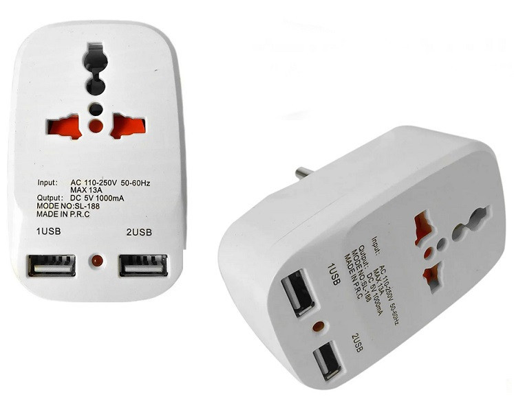 Универсальный адаптер 2в1, переходник+зарядка USB  / NK-823/ 7043 Днепр - изображение 1