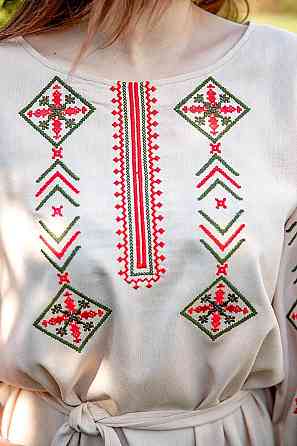 Платье - вышиванка женское, лён натуральный, вышитое лляное платье нарядное 46 Киев