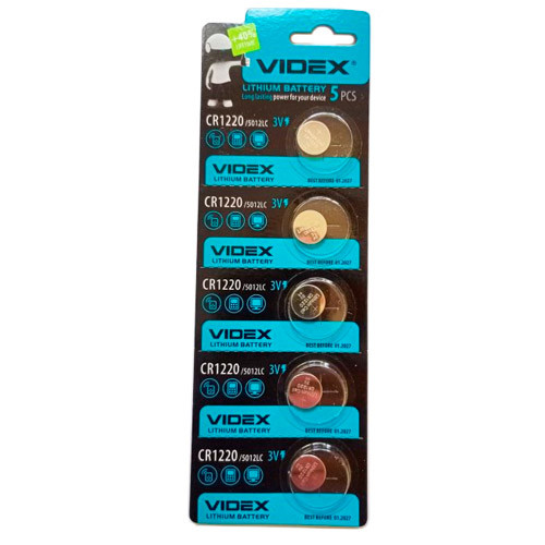 Батарейка таблетка 5шт CR1220 3В Videx, литий Винница - изображение 1