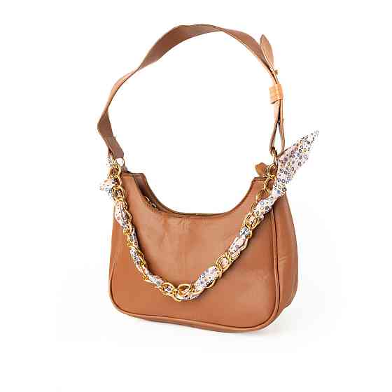 Сумка женская из искусственной кожи, сумочка с ручкой-цепочкой и ленточкой, Коричневый Каменец-Подольский