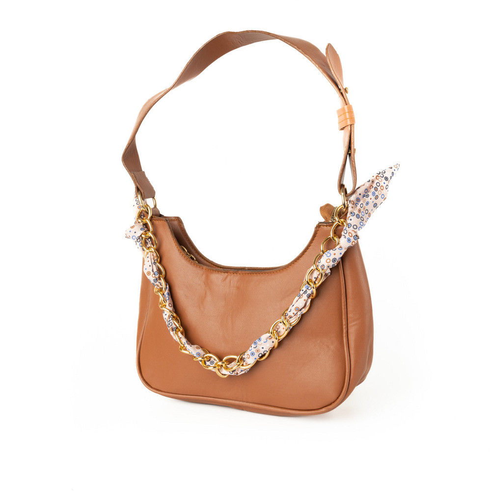 Сумка женская из искусственной кожи, сумочка с ручкой-цепочкой и ленточкой, Коричневый Каменец-Подольский - изображение 2