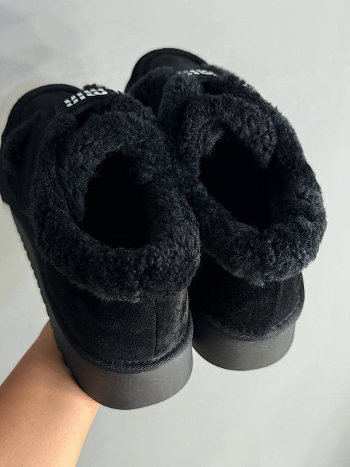 Ботинки женские Hengji 720-1 угги замшевые на меху с липучкой черные, 38, 24 см Киев - изображение 6
