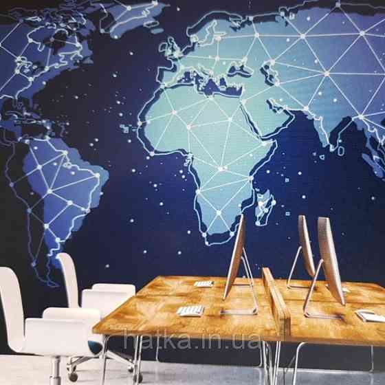 Шпалери вінілові на флізелін карта світу Київ