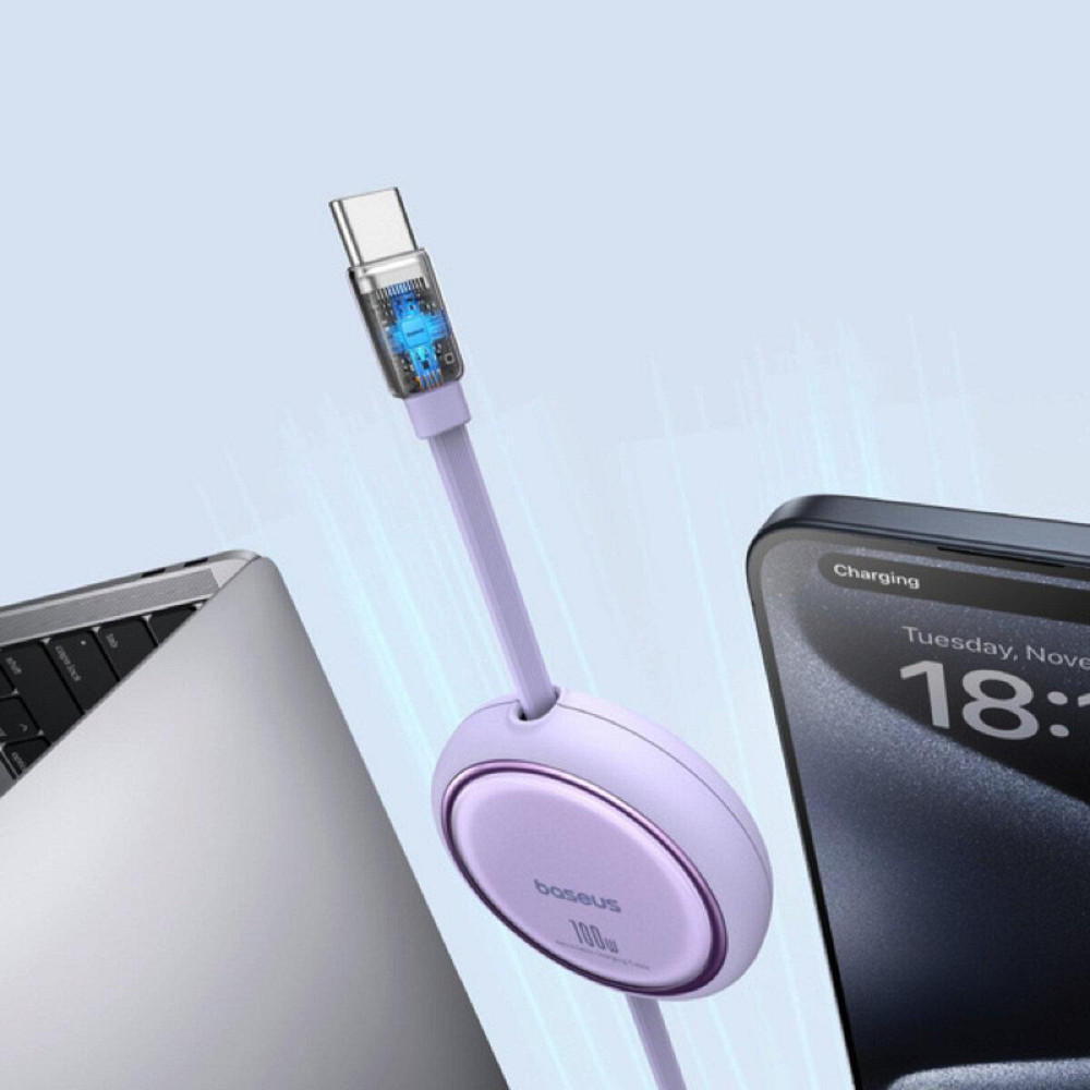 Кабель Type-C Baseus Free2Draw Mini висувний 100W 1m Nebula Purple P10364500511-00 Одеса - фото 5