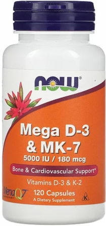 Витамин Д3 К2 NOW Foods MEGA D-3 MK-7 120 vcaps Киев