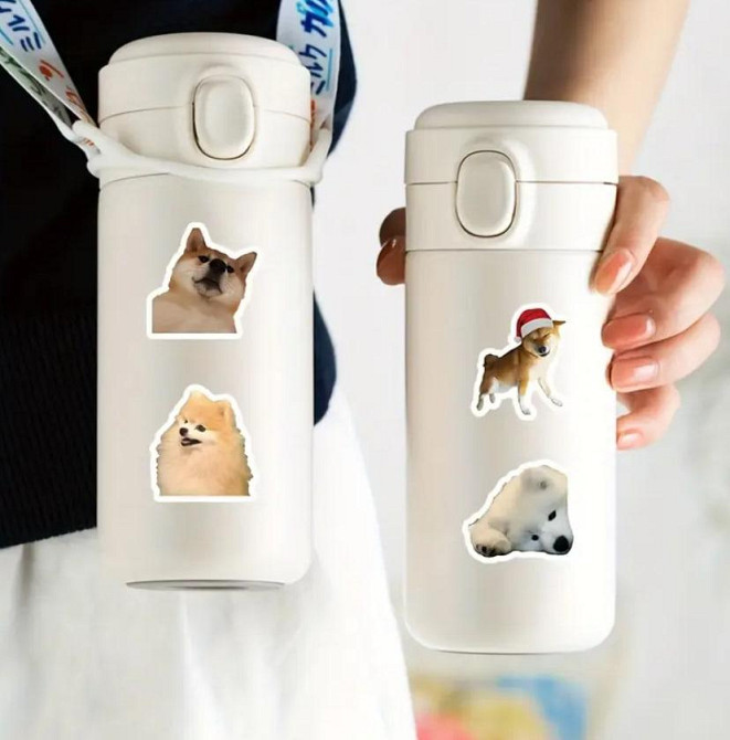 50 милых реалистичных наклеек с щенками. Водонепроницаемые виниловые эстетические наклейки с собакам Киев - изображение 4