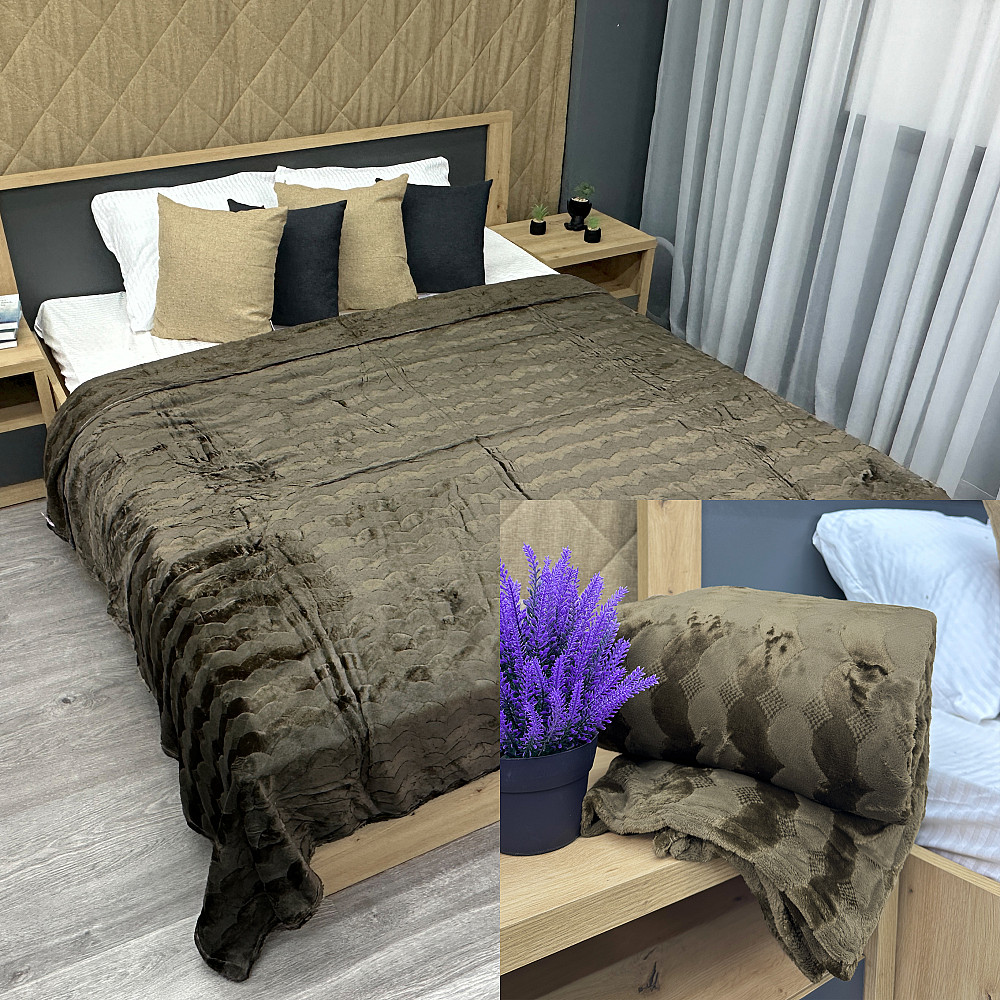 Плед-покривало 200х230 см (+-5см) Хакі (87-252) Київ - фото 1