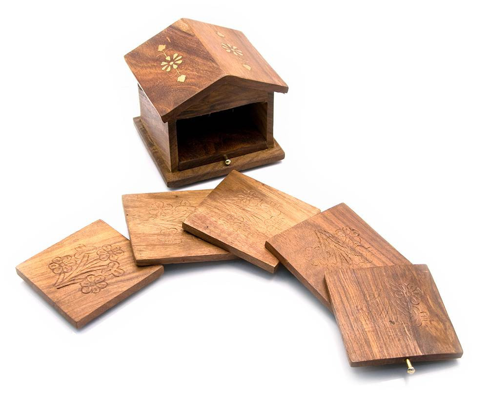 Підсклянники "Будиночок" рожеве дерево. Набір 6 шт Київ - фото 1