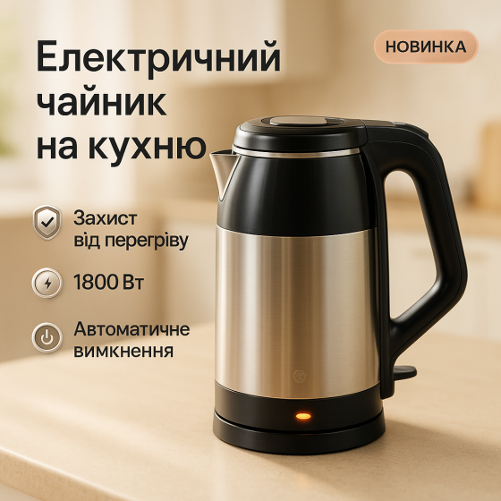 Надійний електричний чайник ViLgrand VS-20216 2л, Електрочайник побутовий з індикатором роботи CL-58 Львів