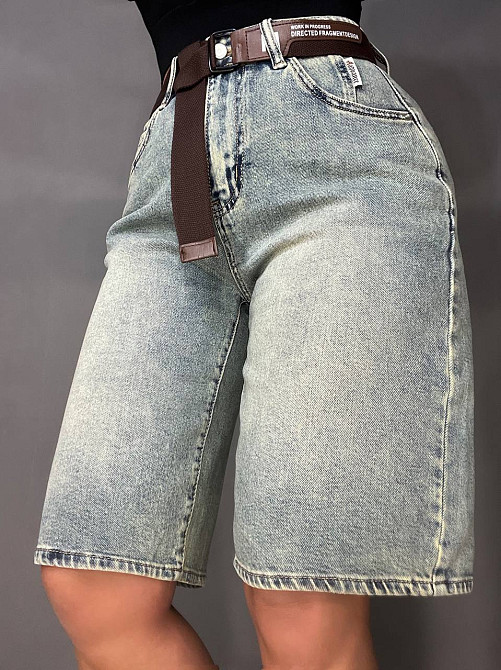 Шорты женские джинсовые Liana 447 бермуды высокая посадка стрейч с ремнем голубые, голубой, 26, 26, 73 см, 104 см Киев - изображение 20