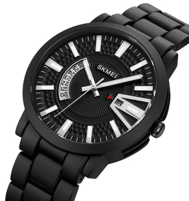 Мужские часы Skmei 1985 на браслете (Черные с серебристым) Киев - изображение 2