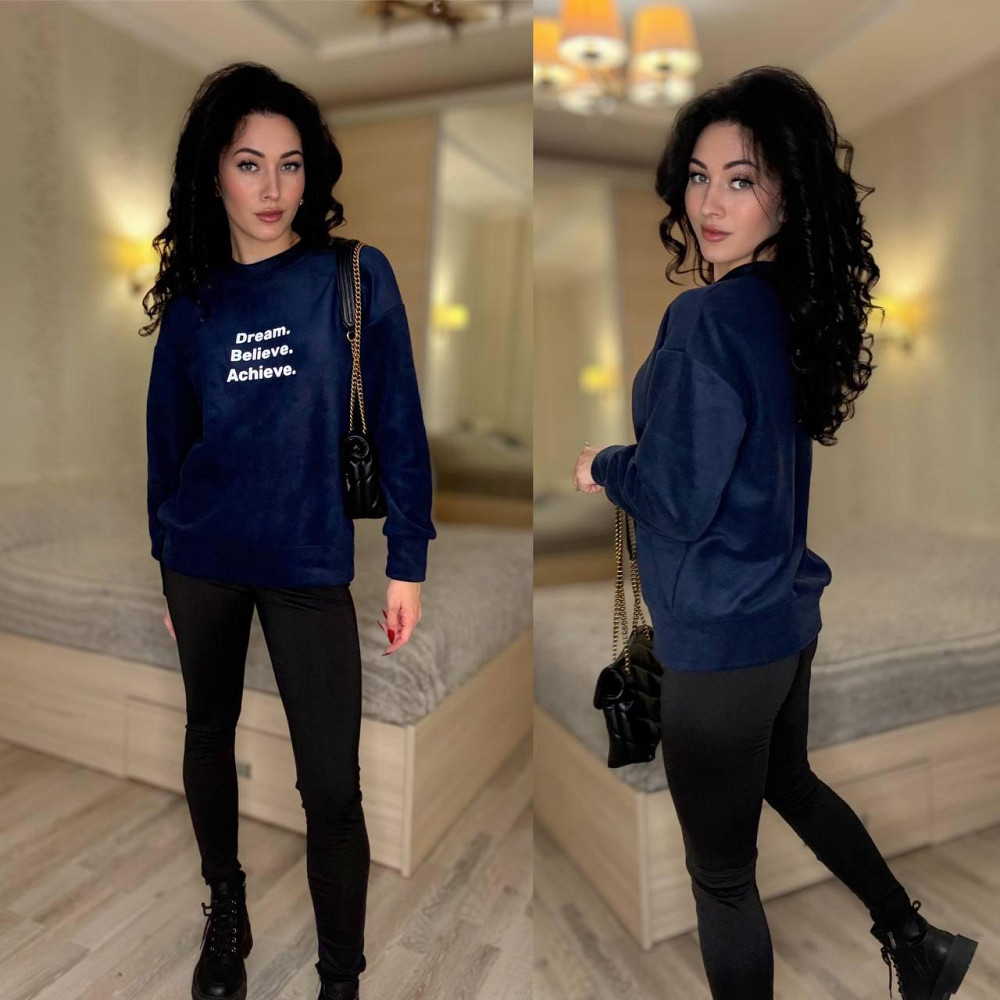 Женский теплый костюм двойка: кофта и лосины двусторонний флис + дайвинг на флисе Темно-синий, 42/44 Одесса - изображение 1