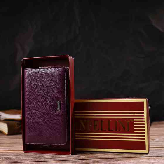 Яскраве жіноче портмоне середнього розміру з натуральної зернистої шкіри CANPELLINI 21909 Бузкове Київ