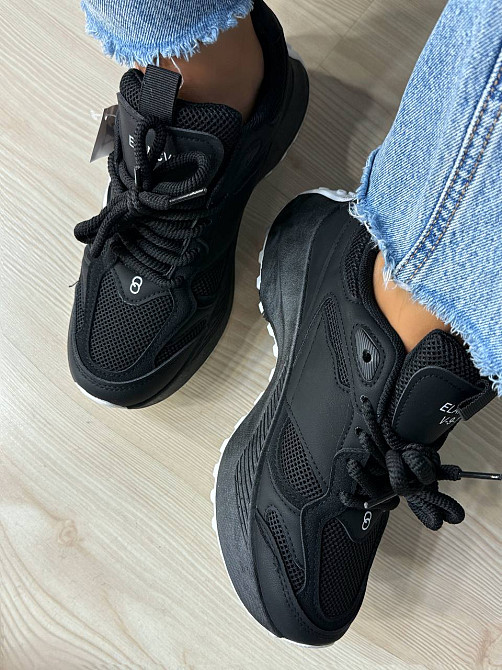 Кросівки жіночі Violeta 136-33 комбіновані на високій підошві чорні, 36, 23 см Київ - фото 4