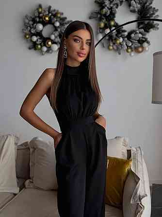 Женский стильный классический комбинезон Плотная качественная костюмка Черный, 46/48 Одесса