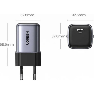 Зарядное устройство Ugreen 1xUSB 30W (USB-C) Gan PD Nexode Mini + PD cable Grey CD319 (25257) Винница - изображение 5