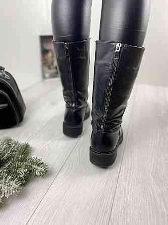 Напівчоботи жіночі VIKTTORIO чорні натуральна шкіра зима висота 28см обхват 43-45см (3086) Коломия