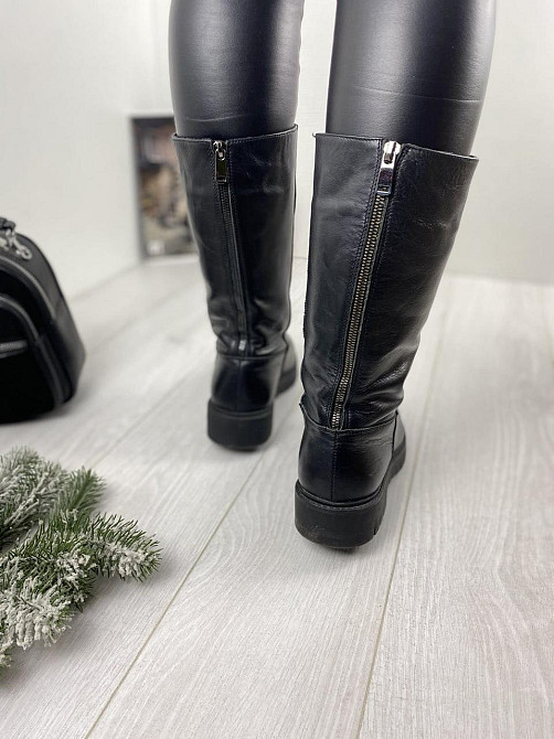 Напівчоботи жіночі VIKTTORIO чорні натуральна шкіра зима висота 28см обхват 43-45см (3086) Коломия - фото 3