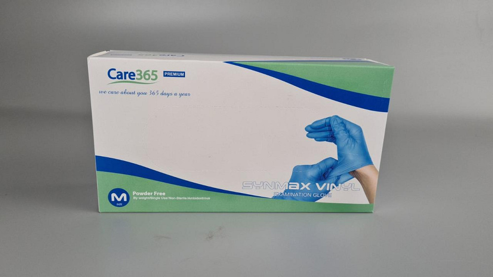 Рукавиці Вініл Сині (100 шт.) розмір M "CARE 365" (1 пачка) Харків - фото 1
