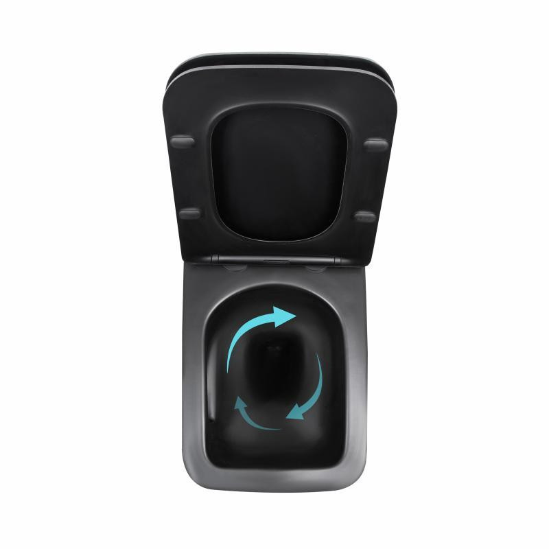 Унітаз підвісний Qtap Gemini Ultra Quiet 485×340×350 мм, Matt Black, із сидінням Slim Duroplast/Soft-close/Quick Release Київ - фото 6