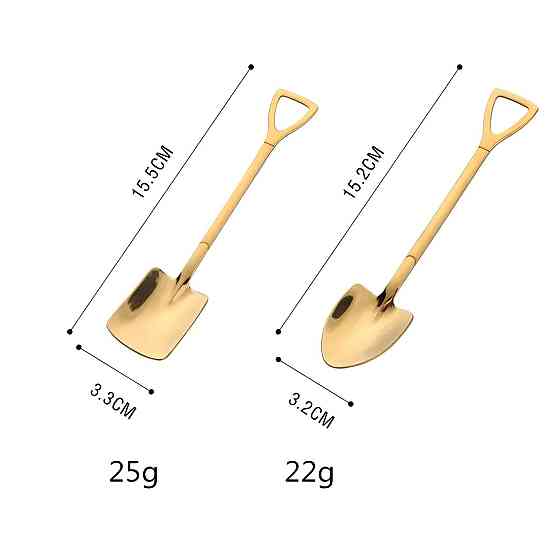 Набір чайних ложок RESTEQ у вигляді лопати золотого кольору, 2 шт, нержавіюча сталь 304 Київ