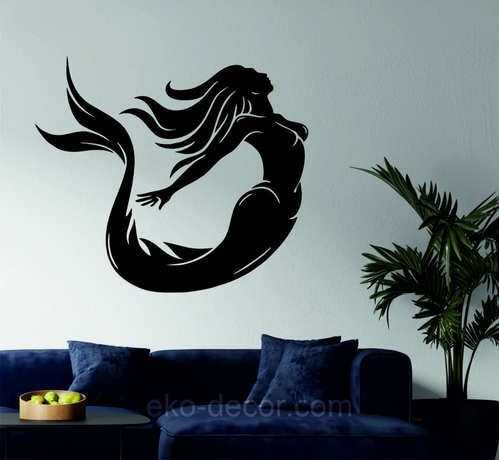 Декоративное настенное 3D Панно «Русалочка» Декор на стену с объемом 70*60 см, Черный Киев - изображение 2