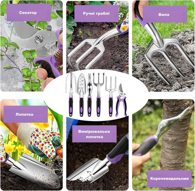 Набор для сада и огорода,сумка с комплектом из 6 ручных,садовых инструментов и множеством аксессуаров Каменец-Подольский - изображение 4
